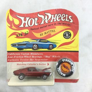 1967 Mattel Hot Wheels Redline 6206 Red Custom Mustang Sealed/new