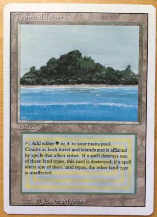 Tropical Island Mtg Magic The Gathering Revised Unplayed Dual Land One Owner