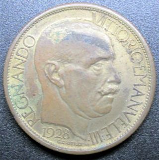 1928 Italy 2 Lire Milano Expo " Capo Del Governo Bennito Mussolini " Medal
