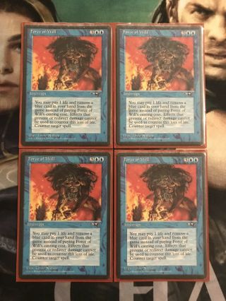 Force Of Will - 4x Magic The Gathering Mtg Alliance Card