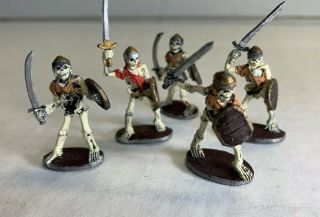 Melee Skeletons Set Of 5 Miniatures Dungeons And Dragons Lead Figures 1985