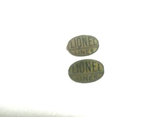 2 Lionel " Lionel Lines ",  Brass Oval Plates,  1 Pair Take Offs