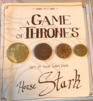 Game Of Thrones - House Stark - Set Of 4 Coins - Brass & Copper -