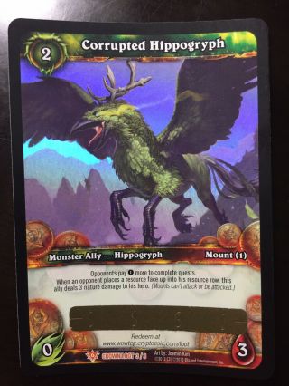 World Of Warcraft Wow Tcg Loot Card Mount Corrupted Hippogryph Code Only