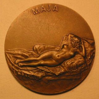 Art/nude Female/erotic/spanish Painter Goya Painting Maja/original Bronze Medal
