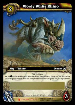 Wow World Of Warcraft Tcg Unscratched Loot Card Wooly White Rhino Mount