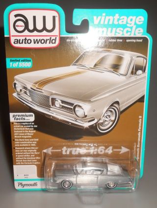 Auto World Raw Chase 1965 Plymouth Barracuda Formula S Vintage Muscle 2019