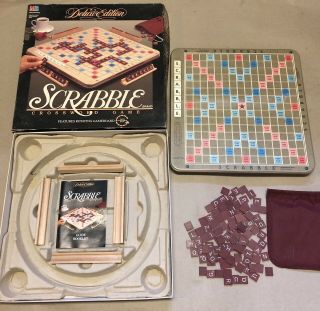 Scrabble 1989 Deluxe Edition Turntable Rotating Board Game (99 Tiles Only)