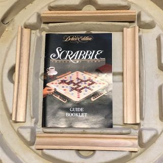 Scrabble 1989 Deluxe Edition Turntable Rotating Board Game (99 Tiles only) 2