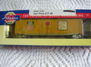 - N Scale Boxcar - Athearns,  U.  P. ,  W/ Magne - Matic Couplers,