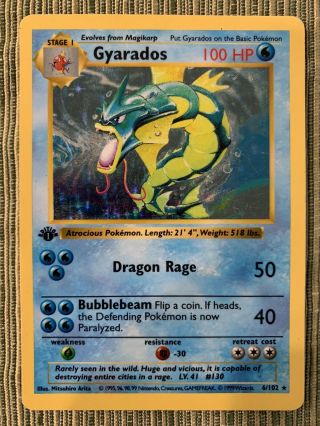 Pokémon 1st Edition Shadowless Gyrados Holo - 1999 Base Set Wotc,