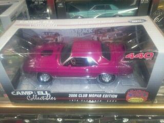 1 18 Highway 61 1970 Plymouth Cuda 440 - 6 Club Mopar Chase Car Pink 1 Of 200