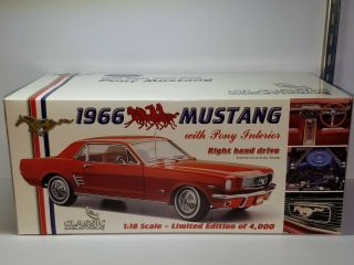 1/18 CLASSIC CARLECTABLES 1966 RIGHT HAND DRIVE FORD MUSTANG RED PONY INTERIOR 2
