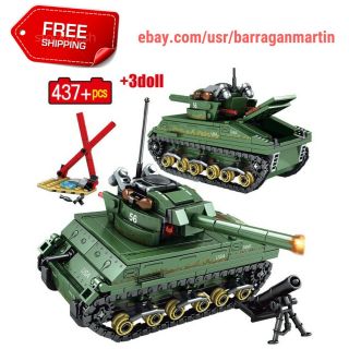 437pcs Legoingly Military Ww2 Tank Usa Sherman M4 Tank Model Building Blocks
