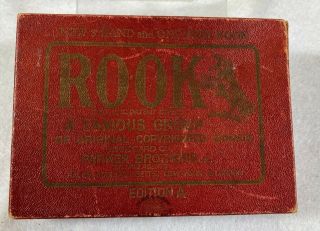 Rook Card Game (parker Bros.  1924) Edition A - 3 Hand & One High Rook Boxed Red