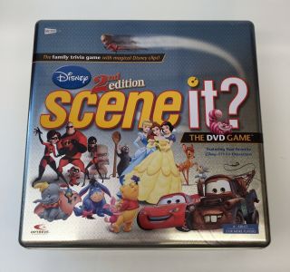 Disney Scene It? 2nd Edition Dvd Trivia Family Board Game In Metal Tin