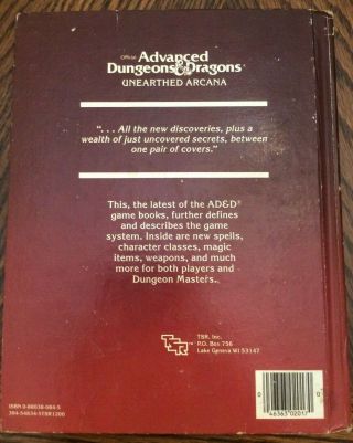 TSR 1st Ed Official Advanced Dungeons & Dragons Unearthed Arcana (2017) 1988 2