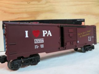 Lionel Train I Love Pa Pennsylvania Railroad Freight Box Car 6 - 19906