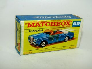 Matchbox Superfast No 69 Rolls Royce Empty " F " Box Very Good