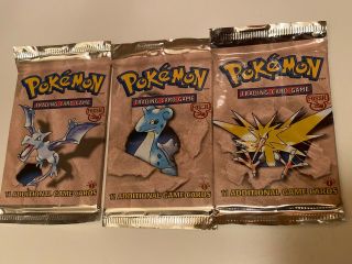 3 Pokemon Fossil 1st Edition Boosters Full Art Set