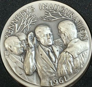1961 John F.  Kennedy Inauguration Silver Medal,  By Longines Symphonette 808