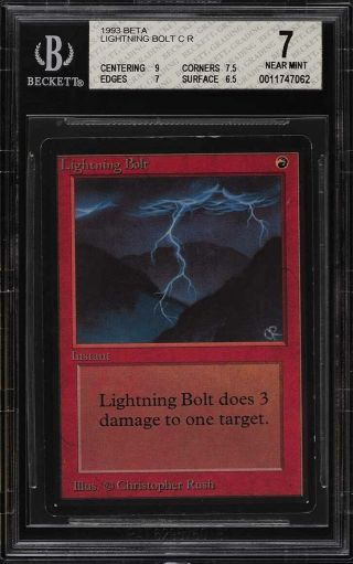 1993 Magic The Gathering Mtg Beta Lightning Bolt C R Bgs 7 Nrmt (pwcc)