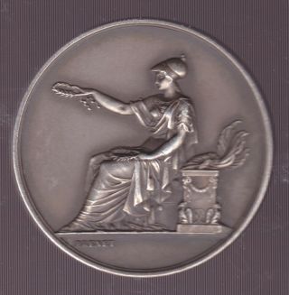 French Silvered Bronze " Greek Statue " Education Medal,  Brenet