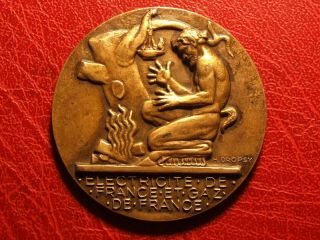 Art Deco Men From Fire Quest To Electricity Medal By Henri Dropsy