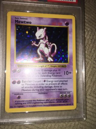 1999 Pokemon Shadowless Mewtwo 10/102 Base Set Card PSA 9 2