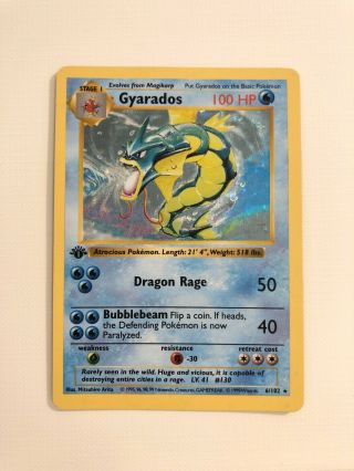 1st Ed.  Gyarados Holo - Shadowless - (nm) 6/102 Pokémon Card Base Set