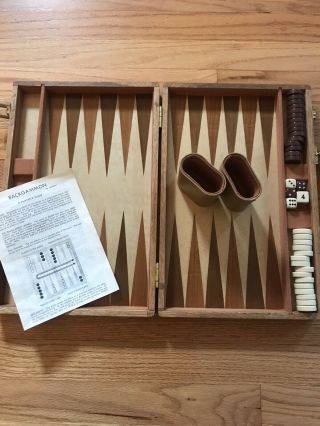 Vintage Backgammon Game By Cardinal Inlaid Wooden Board