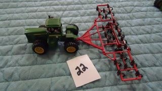 Vintage Ertl John Deere 8850 4 Wheel Drive And Red Cultivater 1/64 Scale