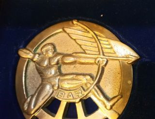 Vintage Art Deco Strong Nude Man Bow & Arrow Pole Archery Award Bronze Medal