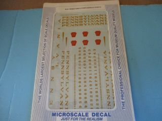 O Scale Microscale Decals 48 - 45 Pennsylvania Single Stripe Diesels (2 Sheets)