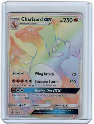 Pokemon Burning Shadows Charizard Gx Rainbow Secret Rare 150/147