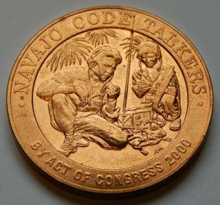 Navajo Code Talkers - By Act Of Congress 2000 - Usmc Wwii - Bronze Comm.  Coin