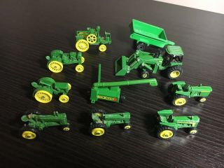 John Deere Tractor Toy Collectibles Made In Usa Iron Cast Green Yellow 10 Piece