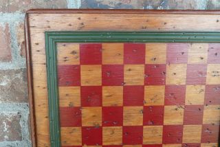 Vintage Folk Art Hand Crafted Wood Wooden Checker Chess Game Board Wall Art 2