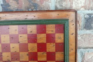 Vintage Folk Art Hand Crafted Wood Wooden Checker Chess Game Board Wall Art 3