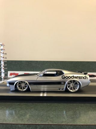 Jada 1/24 1973 Ford Mustang Mach 1.  Silver With Black.  Added Goodwrench Decals