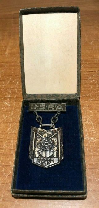 Vintage 1937 Usra Senior League 1st Prize Sterling Silver Medal