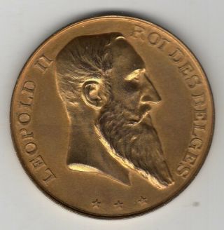 1899 Belgian Medal For The Exposition Of Brussels,  King Leopold Ii Obverse