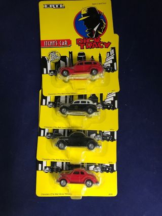Complete Set Of 4 Ertl Dick Tracy Die - Cast Cars