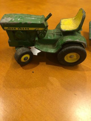 Vintage Ertl John Deere 140 1:16 Scale Green Riding Lawn Mower Tractor with Cart 2