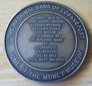 National Bank Of Logansport/home Of The Money Museum,  Indiana Medal