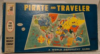 Vintage 1960 Pirate And Traveler Board Game Milton Bradley 100 Complete