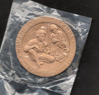 2000 Usmc Wwii Navajo Code Talkers,  And Large Bronze Medal Coin