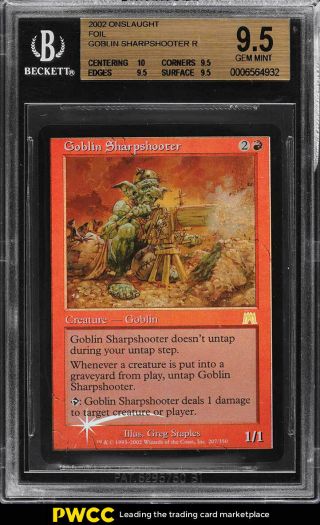 2002 Magic The Gathering Onslaught Foil Goblin Sharpshooter R R Bgs 9.  5 (pwcc)
