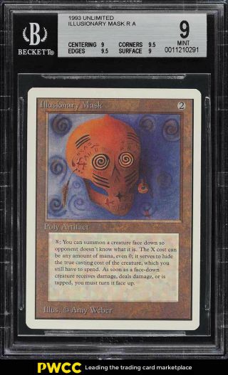 1993 Magic The Gathering Mtg Unlimited Illusionary Mask R A Bgs 9 (pwcc)