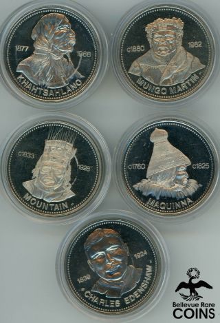 1977 Indian Heritage Series I: British Columbia 5 - Coin Set W/ Box &